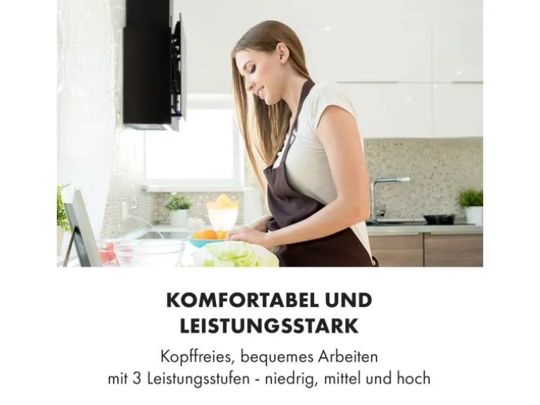 Klarstein Amelia Dunstabzugshaube 123W 60x47x23,5cm LED-Beleuchtung Touch Glas Schwarz