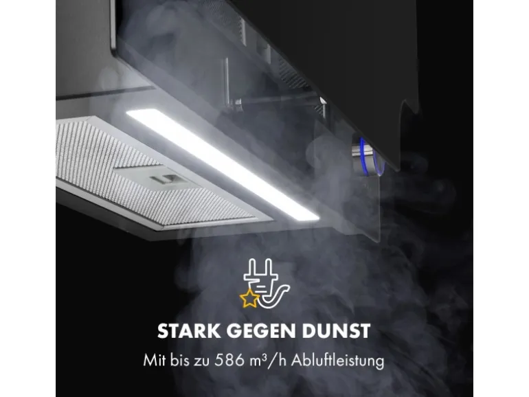 Klarstein Amelia Dunstabzugshaube 123W 60x47x23,5cm LED-Beleuchtung Touch Glas Schwarz