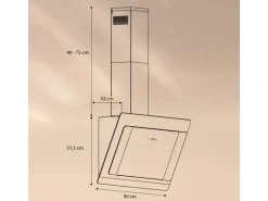 Klarstein Aurora Eco 90 Dunstabzugshaube 550 m³/h 90cm Kopffrei Ambientelicht Schwarz