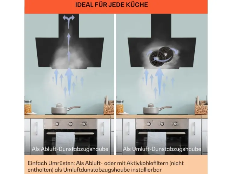 Klarstein Ava 60 Dunstabzugshaube 60cm Wandhaube WiFi A++ 515m³/h Touch