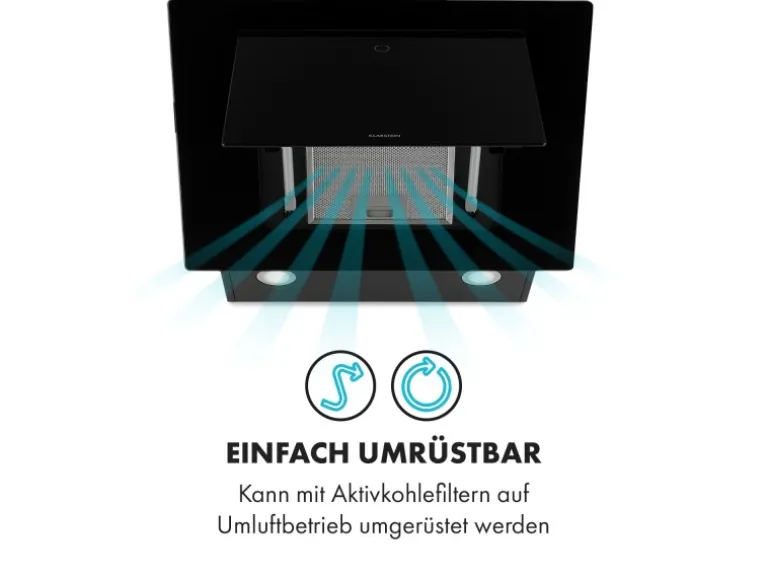 Klarstein Eleonora 60 Dunstabzugshaube 426 m³/h Touch-Panel Ambiente-Licht Schwarz