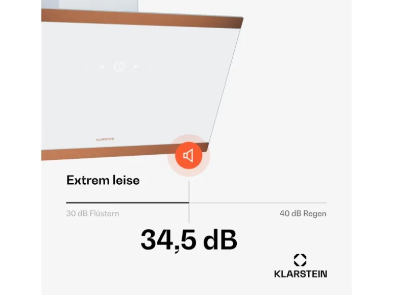 Klarstein FlashLine 60 Dunstabzugshaube A++ 524 m³/h 3 Stufen Touch Abluft/Umluft 100 W Weiß
