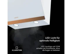 Klarstein FlashLine 60 Dunstabzugshaube A++ 524 m³/h 3 Stufen Touch Abluft/Umluft 100 W Weiß