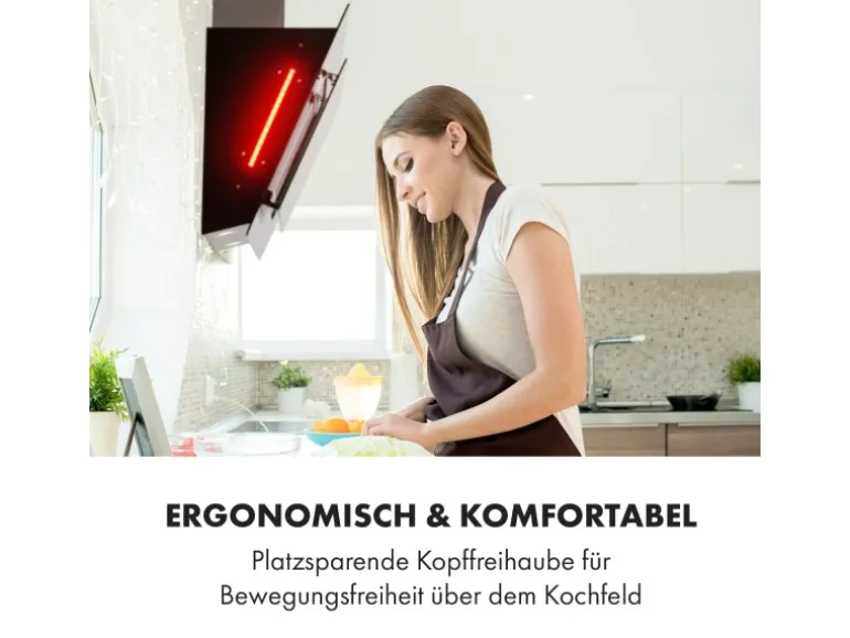 Klarstein Helena 60 Dunstabzugshaube 595 m³/h LED-Display Schwarz