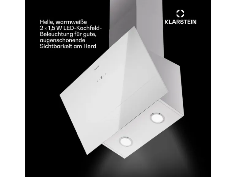Klarstein Laurel 60 Dunstabzugshaube 60cm Abluft 247 m³/h LED Touch Weiß