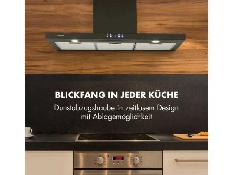 Klarstein Limelight Dunstabzugshaube 90cm Wandhaube 600m³/h Schwarz