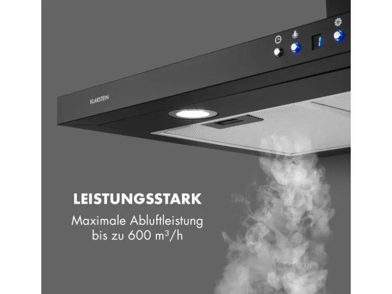 Klarstein Limelight Dunstabzugshaube 90cm Wandhaube 600m³/h Schwarz