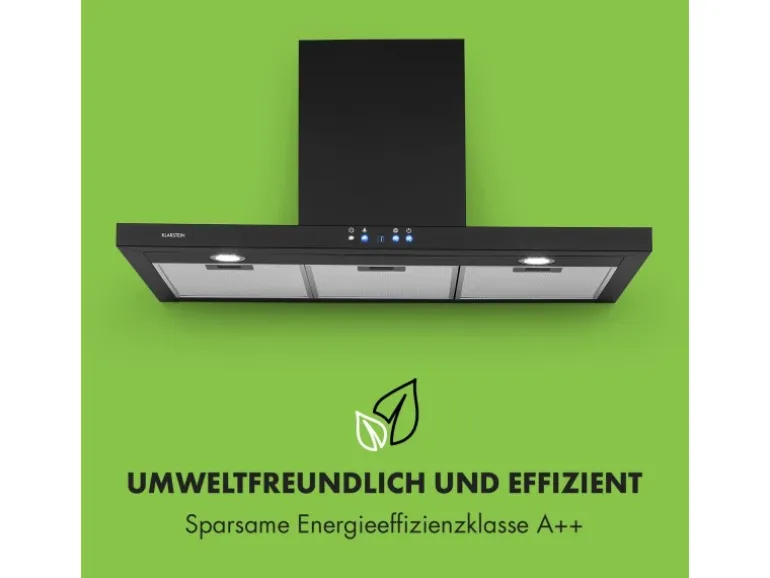 Klarstein Limelight Dunstabzugshaube 90cm Wandhaube 600m³/h Schwarz