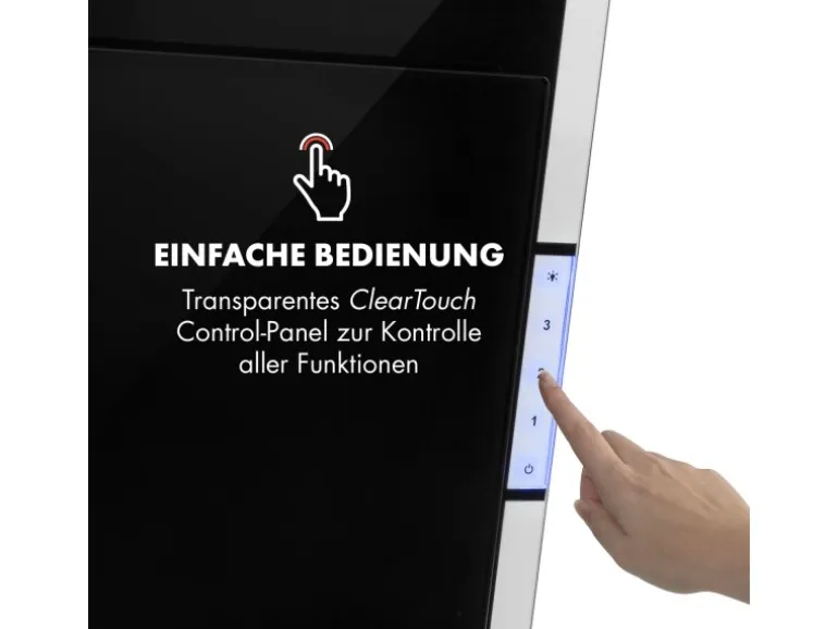 Klarstein Mirage 90 Dunstabzugshaube 550 m³/h Touch-Panel RGB-Ambiente-Licht A++ Schwarz