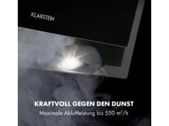 Klarstein Mirage 60 Dunstabzugshaube 550m³/h Touch-Panel RGB-Ambiente-Licht Glas Schwarz