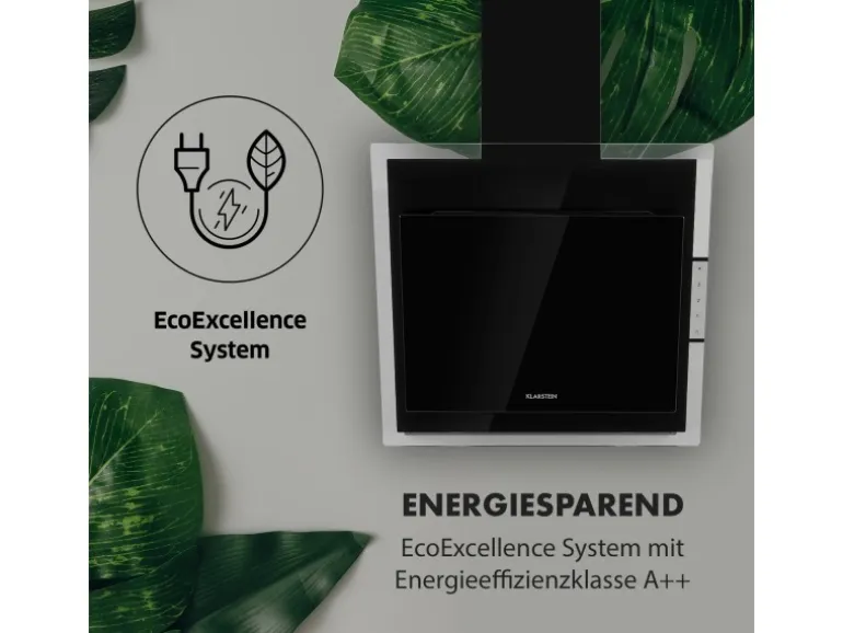 Klarstein Mirage 60 Dunstabzugshaube 550m³/h Touch-Panel RGB-Ambiente-Licht Glas Schwarz