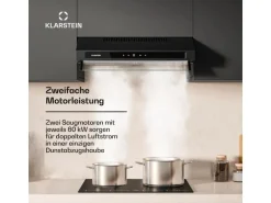 Klarstein Purista Force Dunstabzugshaube Kompakt 384,8 m³/h EEK C Doppelmotortechnologie