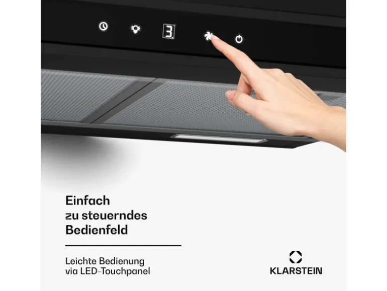 Klarstein Purista Force Dunstabzugshaube Kompakt 384,8 m³/h EEK C Doppelmotortechnologie
