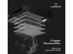 Klarstein Purista Force Dunstabzugshaube Kompakt 384,8 m³/h EEK C Doppelmotortechnologie