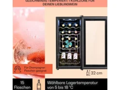 Klarstein Shiraz 15 Slim Uno Weinkühlschrank 44 L Touch-Bedienfeld 5-18°C
