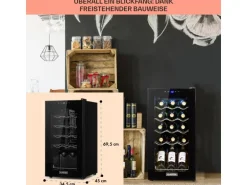 Klarstein Shiraz 15 Slim Uno Weinkühlschrank 44 L Touch-Bedienfeld 5-18°C