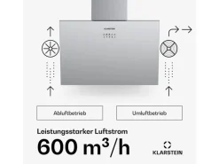 Klarstein Silver Lining 60 Dunstabzugshaube 60cm 600m³/h EEK A Edelstahl Silber