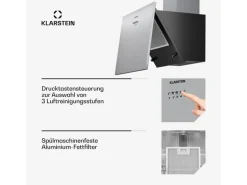 Klarstein Silver Lining 60 Dunstabzugshaube 60cm 600m³/h EEK A Edelstahl Silber