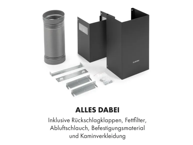 Klarstein Sofia 60 Dunstabzugshaube Kopffrei 300 m³/h Touch-Control Glasfront Schwarz