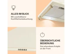 Klarstein Victoria 90 Dunstabzugshaube 90cm Retro-Design 644,5m³/h 2 LED-Lampen Creme