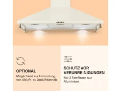 Klarstein Victoria 90 Dunstabzugshaube 90cm Retro-Design 644,5m³/h 2 LED-Lampen Creme