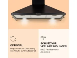 Klarstein Victoria 90 Dunstabzugshaube 90cm Retro-Design 644,5m³/h 2 LED-Lampen Schwarz