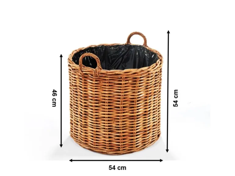 Kobolo Pflanzkorb Übertopf Pflanzkübel Rattan Lacak Rund mit Folie