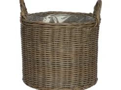 Korb mit Griffen aus Polyrattan 33 cm x 33 cm x 34,5 cm Grau