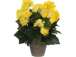 Kunstblume Begonia Gelb Topf-Ø 11,5 cm H 30 cm, Ø: 25 cm