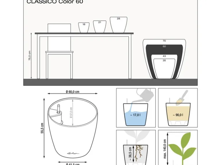 Lechuza® Pflanzgefäß Classico Color Ø 59 cm x 56 cm Schiefergrau