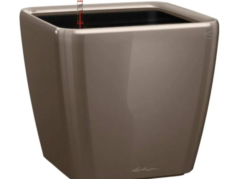 Lechuza® Pflanzgefäß Quadro Premium LS 35 cm x 35 cm x 33 cm Taupe hochglanz