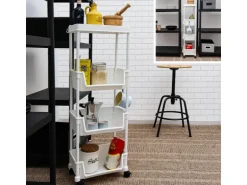 MAKLIK Küchenrollwagen 2er Set mit Körben 35x24x100 cm Weiß