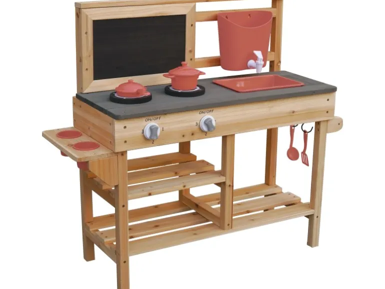 Matschküche FSC® Tanne 93 cm x 82,5 cm x 32 cm Rot-Grau-Schwarz