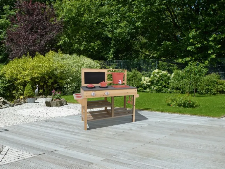 Matschküche FSC® Tanne 93 cm x 82,5 cm x 32 cm Rot-Grau-Schwarz