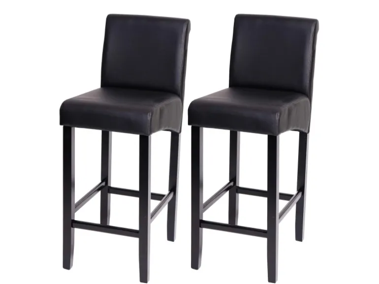 MCW Barhocker C33 2er-Set Schwarz Matt Dunkle Beine Kunstleder