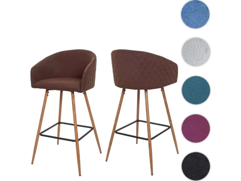 MCW Barhocker D72 2er-Set Stoff/Textil Braun