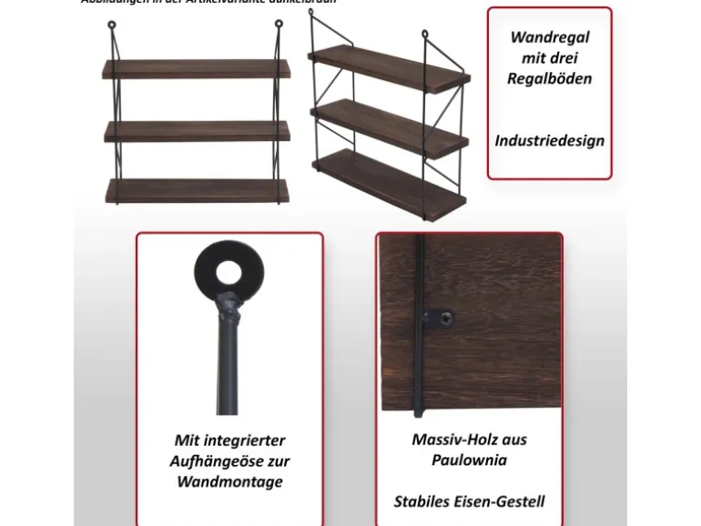 MCW Wandregal K78 40x40x13cm Dunkelgrau