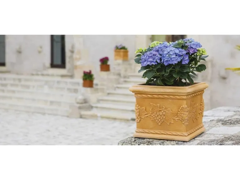 Mein-Pflanztopf Blumentopf Venedig Quadratisch Mediterran Verziert Kunststoff Impruneta 25 x 25 cm