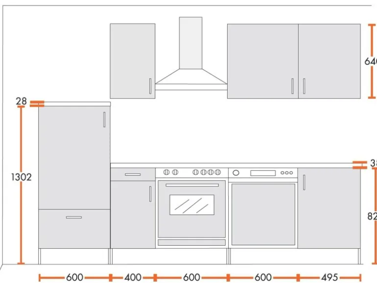Menke Küchenzeile 270 cm Lava-Anthrazit Hochglanz Sonoma-Eiche Nachbildung