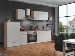 Menke Küchenzeile Artisan Classic 270 cm Weiß Artisan-Eiche Nachbildung