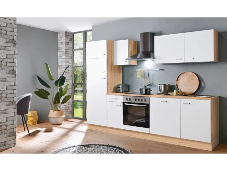 Menke Küchenzeile Artisan Classic 270 cm Weiß-Artisan Eiche Nachbildung