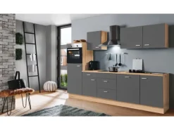 Menke Küchenzeile Artisan Classic 280 cm Graphit Matt-Artisan Eiche Nachbildung