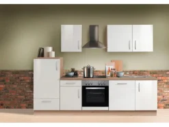 Menke Küchenzeile Artisan Premium 280 cm Lack Weiß Artisan-Eiche Nachbildung