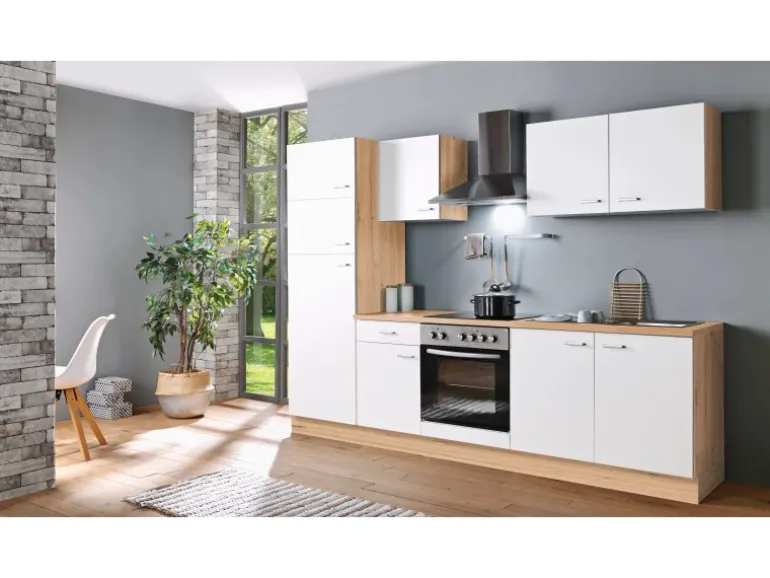 Menke Küchenzeile Artisan Classic 270 cm Weiß-Artisan Eiche Nachbildung