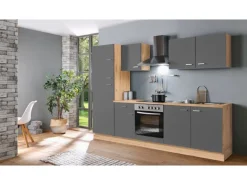 Menke Küchenzeile Artisan Classic 270 cm Graphit-Artisan Eiche Nachbildung