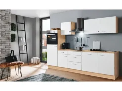 Menke Küchenzeile Artisan Classic 280 cm Weiß Matt-Artisan Eiche Nachbildung