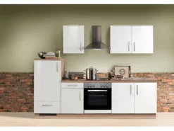 Menke Küchenzeile Artisan Premium 270 cm Lack Weiß Artisan-Eiche Nachbildung