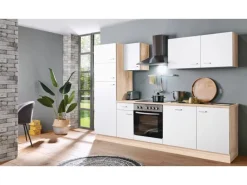 Menke Küchenzeile Classic 270 cm Weiß-Sonoma Eiche Nachbildung