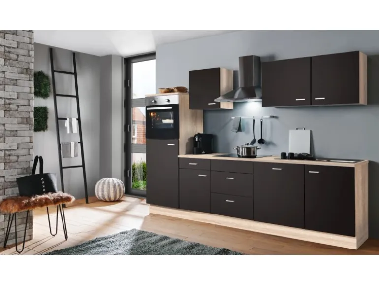 Menke Küchenzeile Classic 280 cm Lava Matt-Sonoma Eiche Nachbildung