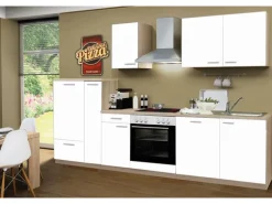 Menke Küchenzeile Classic 300 cm Weiß Melamin-Sonoma Eiche Nachbildung